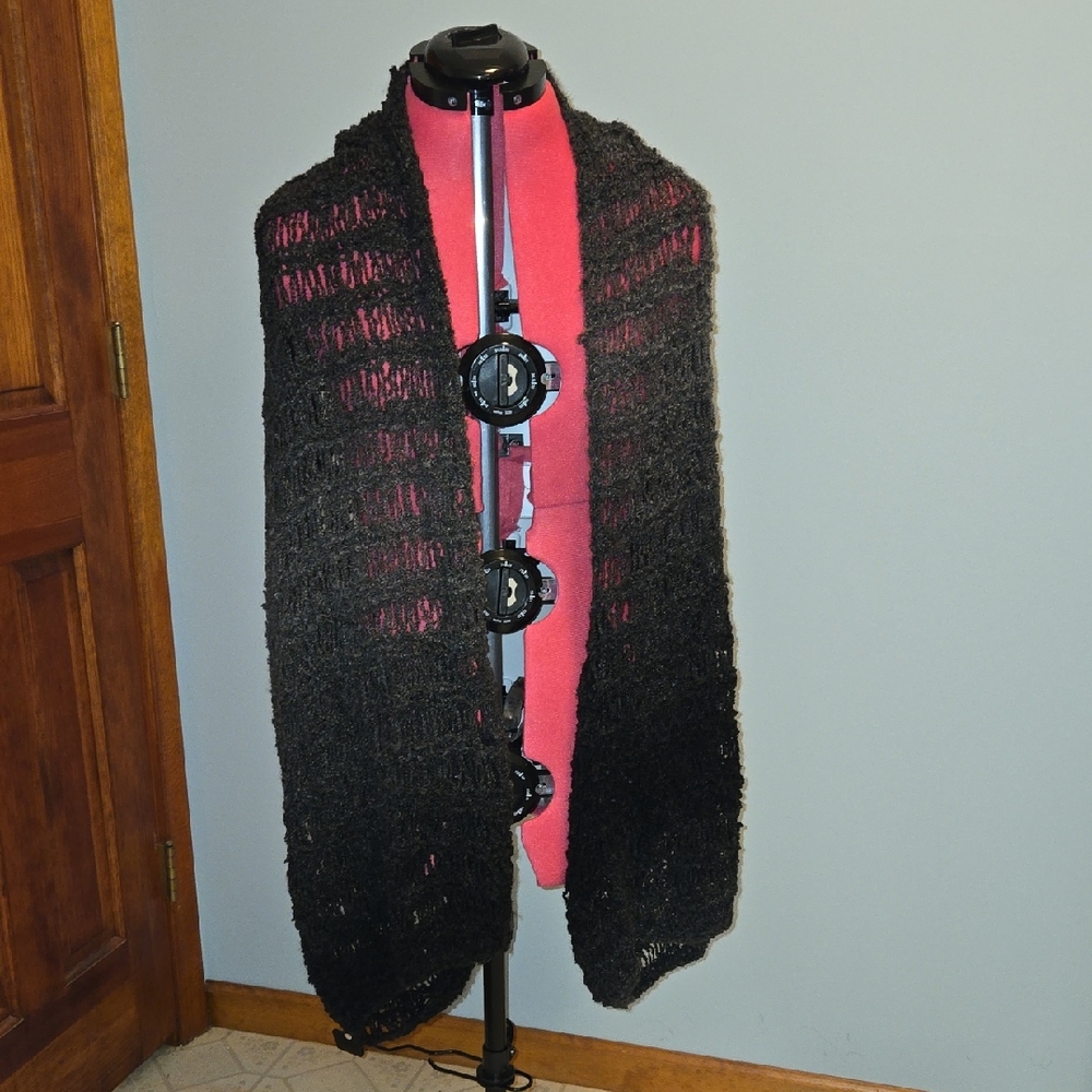 Hand Crafted Black Ombre Knit Wrap